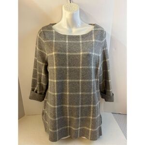 Cynthia Rowley woman plus sweater 1x gray white business casual professional